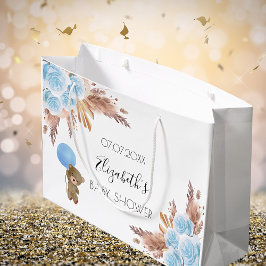 Baby Showteddy Blumenpampas Blue Junge Große Geschenktüte