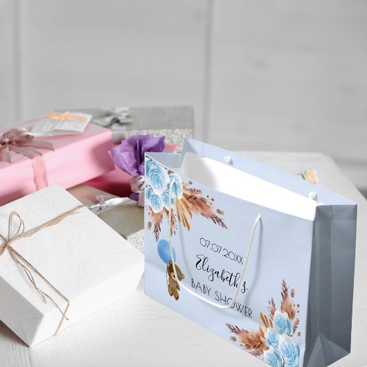 Baby Showteddy Blumenpampas Blue Junge Große Geschenktüte