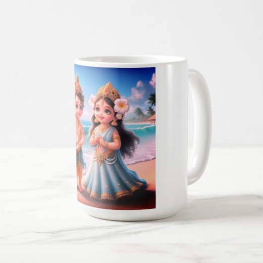 Baby Shree Krishna & Radha mit Diamond Divine Kaffeetasse (VorderseiteRechts)