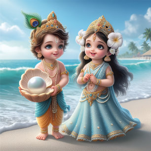 Baby Shree Krishna & Radha mit göttlichem Diamante Schlüsselanhänger