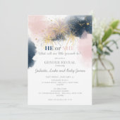 Baby Sie sind ein Firework Gender Reveal Party Inv Einladung (Stehend Vorderseite)