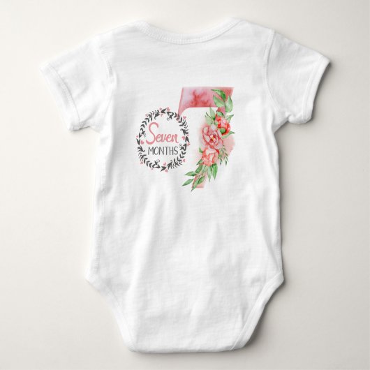 Baby Sieben Monate Meilenstein (pink/rot) Baby Strampler (Rückseite)