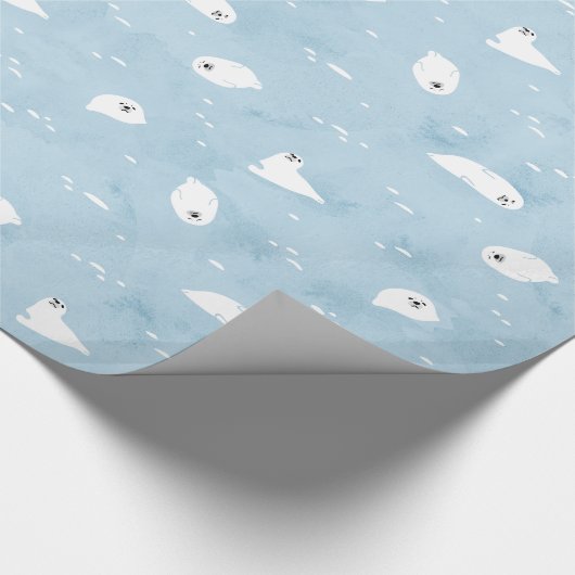 Baby Siegel Muster in Sage blue Geschenkpapier (Ecke)