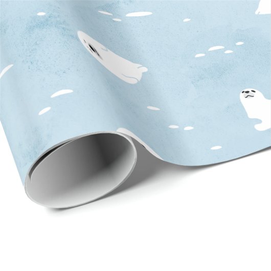 Baby Siegel Muster in Sage blue Geschenkpapier (Rolleneckpunkt)