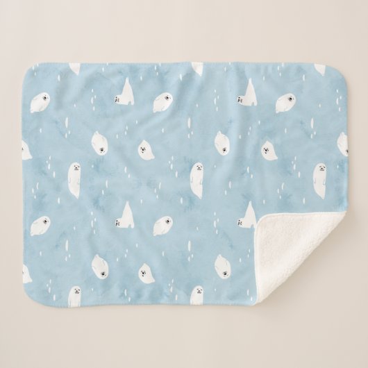 Baby Siegel Muster in Sage blue Sherpadecke (Vorderseite (Horizontal))