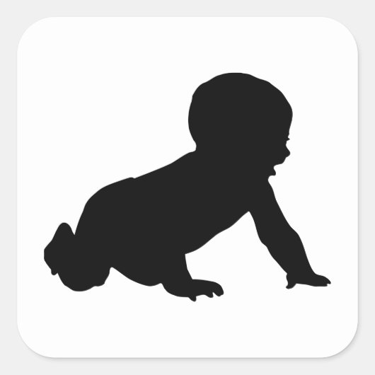 Baby-Silhouette Quadratischer Aufkleber (Vorderseite)