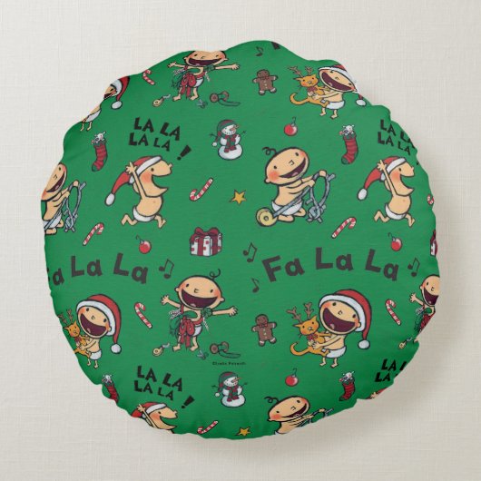 Baby Singing Carols Pattern Rundes Kissen (Rückseite)