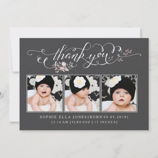 Baby Sip & See Vielen Dank für die Geburtserklärun Einladung (Vorderseite)