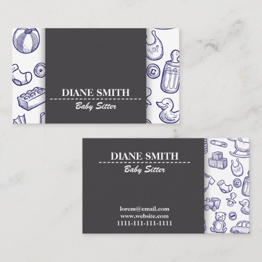 BABY SITTER MODERNER STIL VISITENKARTE (Vorne/Hinten)