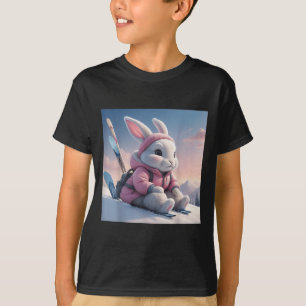 Baby Ski Hase im Schnee Winter Motiv Ski Kaninchen T-Shirt