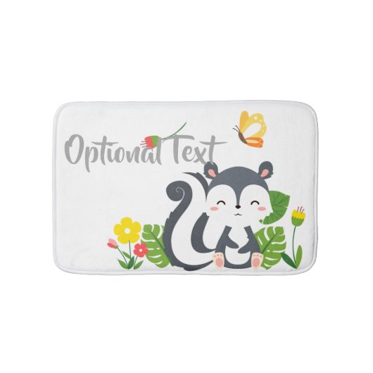 Baby Skunk, Butterfly & Blume Badematte (Vorderseite)