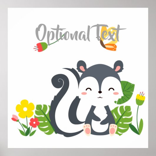 Baby Skunk, Butterfly & Blume Poster (Vorne)