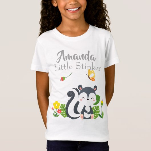 Baby Skunk, Butterfly & Blume T-Shirt (Vorderseite)