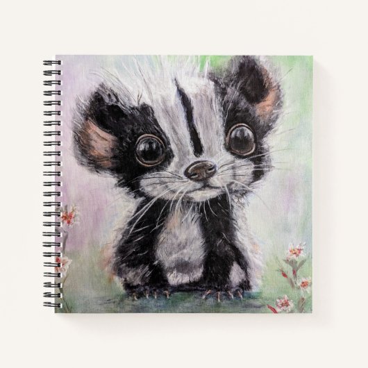 Baby Skunk Custom 8.5" x 8.5" SpiralNotebook Notizblock (Vorderseite)