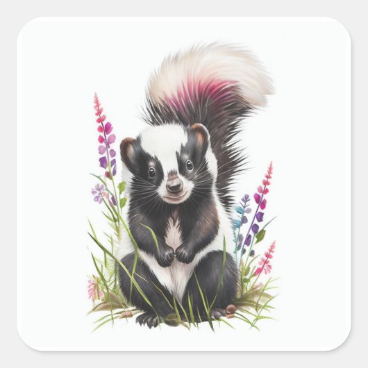 Baby Skunk Square Sticker (Vorderseite)