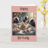 Baby Skunks Tee und Macarons Geburtstag Karte (Gelbe Blume)