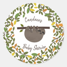 Baby Sloth Autumn Greenerenerity Baby Shower Runder Aufkleber