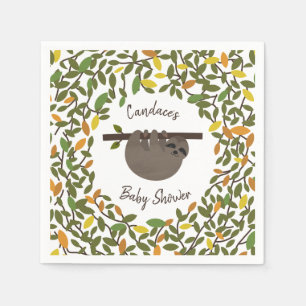 Baby Sloth Autumn Greenerenerity Baby Shower Serviette