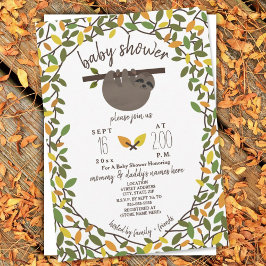 Baby Sloth Autumn Herbst Baby Shower Greenerie Einladung