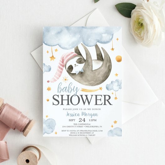 Baby Sloth Baby Shower Einladungen