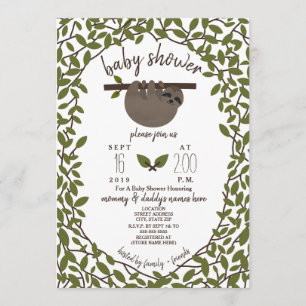 Baby Sloth Baby Shower Greenery Einladung