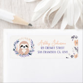 Baby Sloth Boho Floral Design - Rücksendeadresse (Insitu)