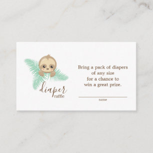 Baby Sloth Gender Neutral Diaper Raffle Ticket Begleitkarte