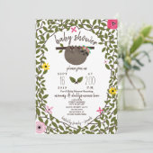 Baby Sloth Girl Babydusche Grüne Einladung (Stehend Vorderseite)