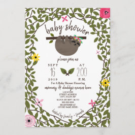 Baby Sloth Girl Babydusche Grüne Einladung