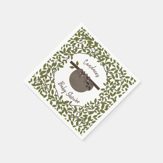 Baby Sloth Greenery Baby Shower Serviette (Ecke)