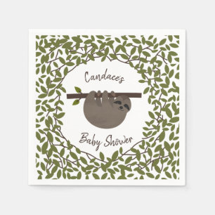 Baby Sloth Greenery Babydusche Serviette