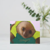 Baby Sloth in Pajamas Postkarte (Stehend Vorderseite)
