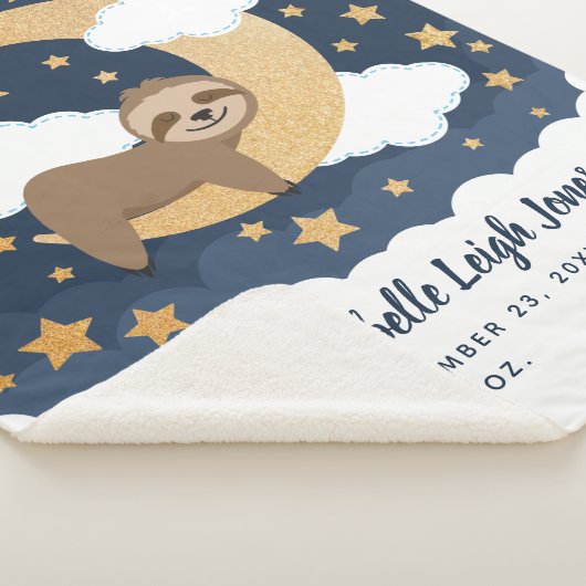 Baby Sloth Moon Baby Sherpa Blanket Sherpadecke (3/4)