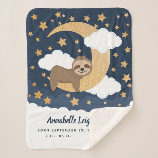 Baby Sloth Moon Baby Sherpa Blanket Sherpadecke (Vorderseite)