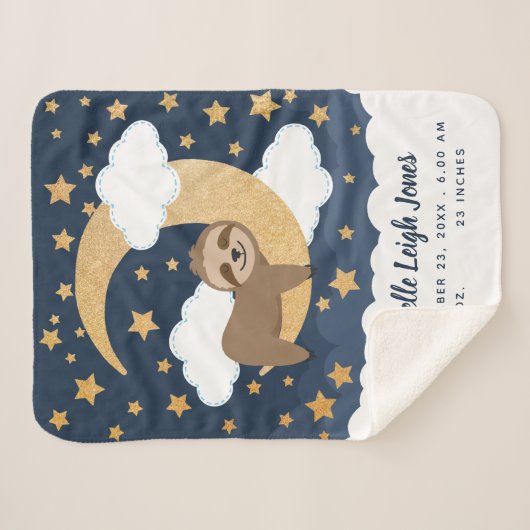 Baby Sloth Moon Baby Sherpa Blanket Sherpadecke (Vorderseite (Horizontal))