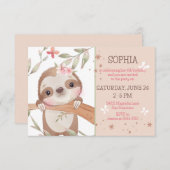 Baby Sloth on Tree Birthday Einladung (Vorne/Hinten)