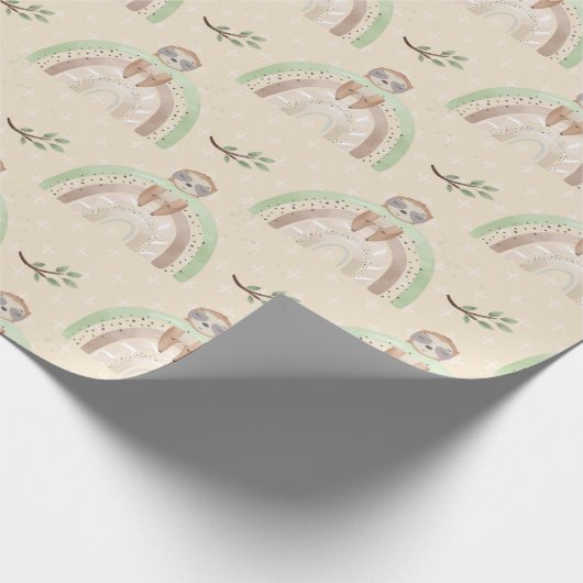 Baby Sloth Rainbow Geschenkpapier (Ecke)