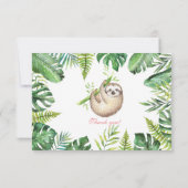 Baby Sloth Tropical Floral Baby Dusche Vielen Dank Dankeskarte (Rückseite)