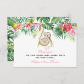 Baby Sloth Tropical Floral Baby Dusche Vielen Dank Dankeskarte (Vorne/Hinten)