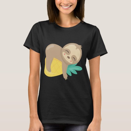 Baby Sloth Tropical Pineapfruit Niedlich T-Shirt (Vorderseite)