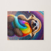 Baby Sloth Wasserfarbe mit Regenbogenfarben Puzzle (Horizontal)