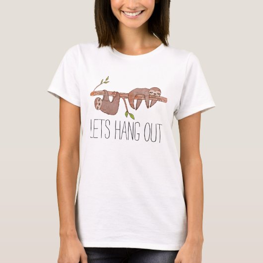 Baby Sloths am Baum hängen T-Shirt (Vorderseite)