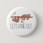 Baby Sloths am Baummuster hängen Button (Vorderseite)