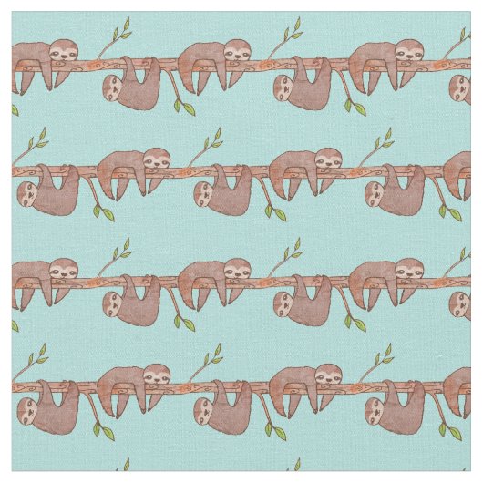 Baby Sloths am Baummuster hängen Stoff (Nahaufnahme)