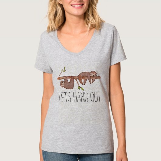 Baby Sloths am Baummuster hängen T-Shirt (Vorderseite)