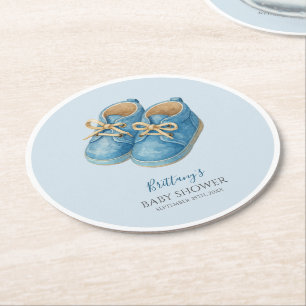Baby Sneaker Sports Baby Shower Runder Pappuntersetzer