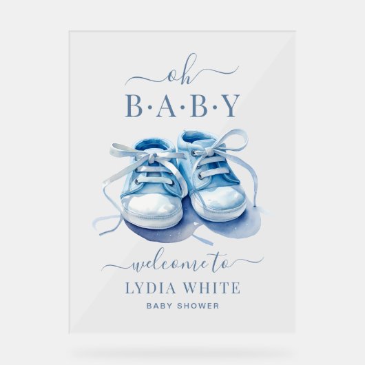 Baby Sneakers Babydusche, Baby-Dusche Acrylschild (Vorderseite)