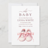 Baby Sneakers Babydusche Einladung, Baby girl Einladung (Vorderseite)