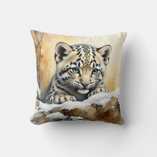 Baby Snow Leopard Kissen (Vorderseite)
