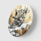 Baby Snow Leopard Runde Wanduhr (Winkel)
